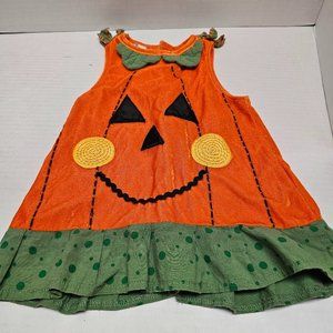 Kids Girls Klassics 2T Halloween Fall Pumpkin Orange Green Face Dress Costume